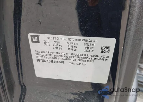 2014 Chevrolet Impala Limited Ls from USA, damaged, VIN 2G1WA5E34E1188548